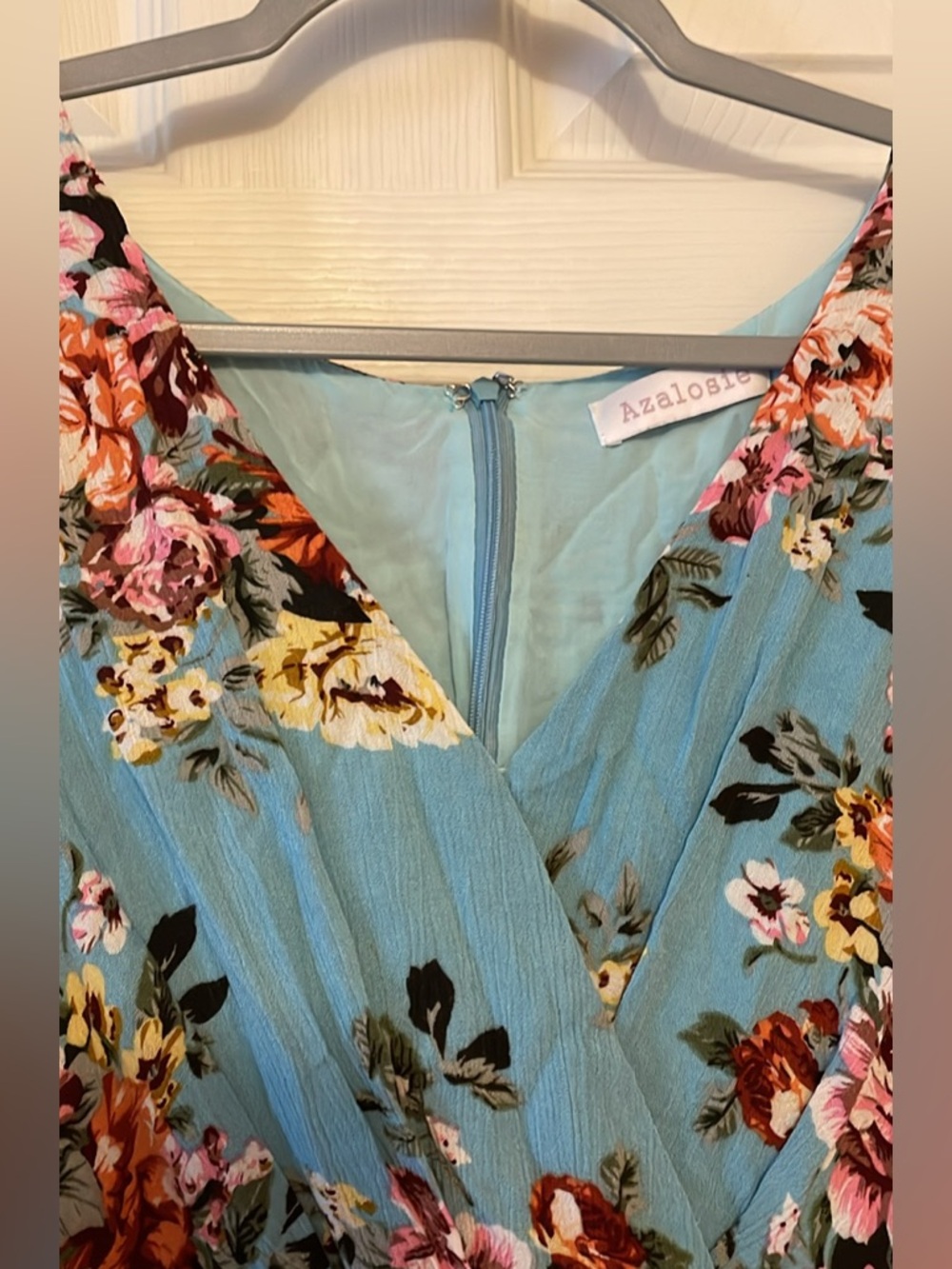 Light Blue Floral High-Low Dress - Picture 2 of 5